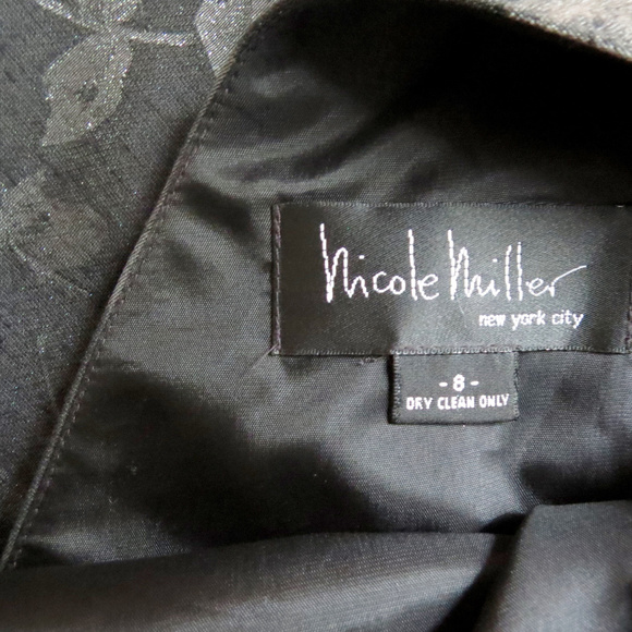 Vtg NICOLE MILLER Brocade Roses Cocktail Dress 8 - Picture 9 of 9